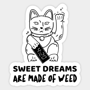 Funny cat dreaming because of weed Sticker